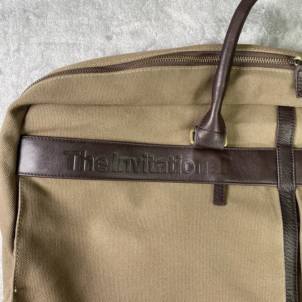 Pinehurst 1895 The Invitational Canvas Luggage Bag Brown Shoulder Strap Leather